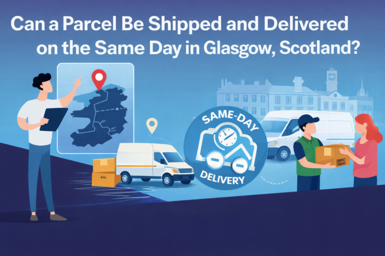 Can a parcel be shipped and delivered on the same day in Glasgow Scotland